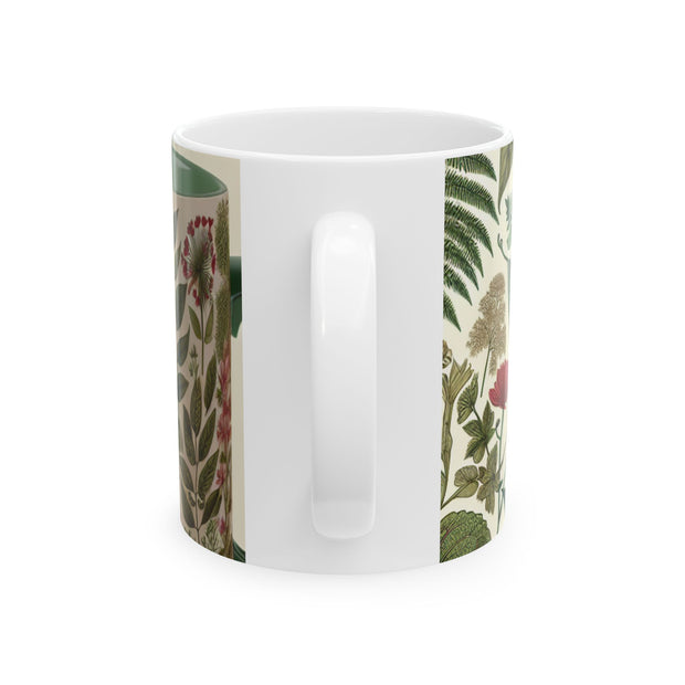 Botanical Ceramic Mug - Greenery Inspired Coffee Cup, Perfect Gift for Plant Lovers, Eco-Friendly Kitchen Decor, Birthday, Housewarming