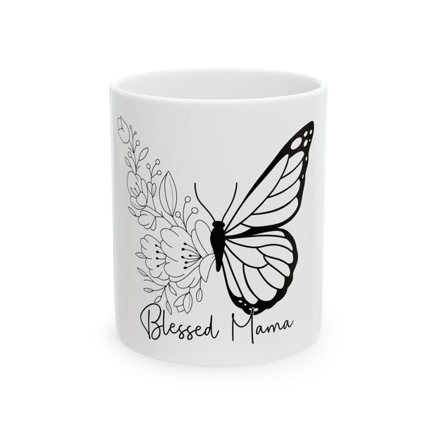 White Ceramic Mug,-Blessed Mama (11oz, 15oz)