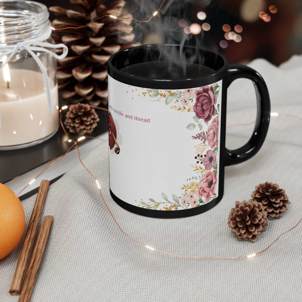 Black Mug (11oz, 15oz)-My Soul is Fed with Needle and Thread