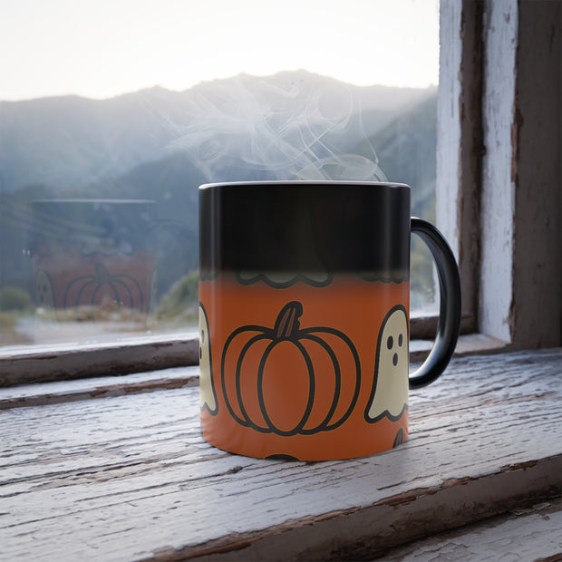 Halloween Ghosts Color Changing Mug | Spooky Season Drinkware, Pumpkin Lover Gift, Unique Coffee Mug, Autumn Decor, Fall Celebration