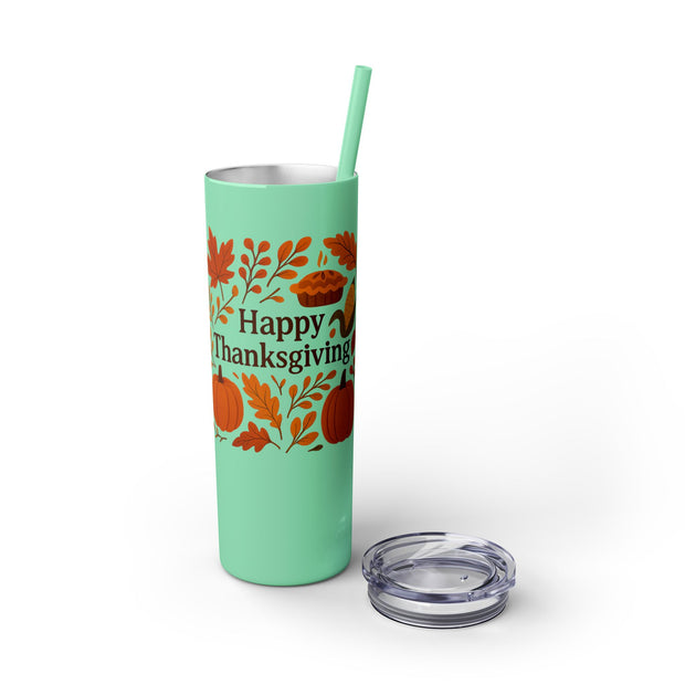 Thanksgiving Skinny Tumbler with Straw, 20oz - Festive Drinkware for Fall Celebrations, Reusable Travel Mug, Fall Decor Gift, Holiday [...]