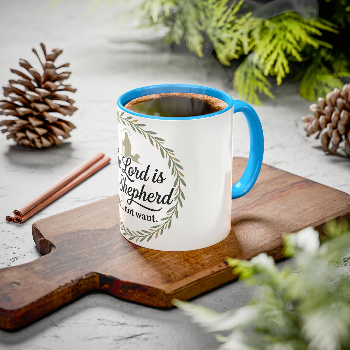 Christian Mug — "The Lord Is My Shepherd, I Shall Not Want" Inspirational Coffee Cup