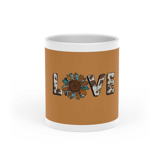 11oz heart-shaped love mug with sunflower design and durable white ceramic construction