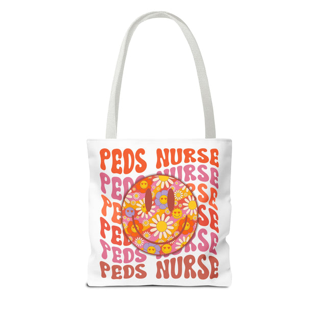 Pediatric Nurse Tote Bag, Cute Nurse Gift, Funny Medical Tote, Nurse Appreciation, Floral AOP Design