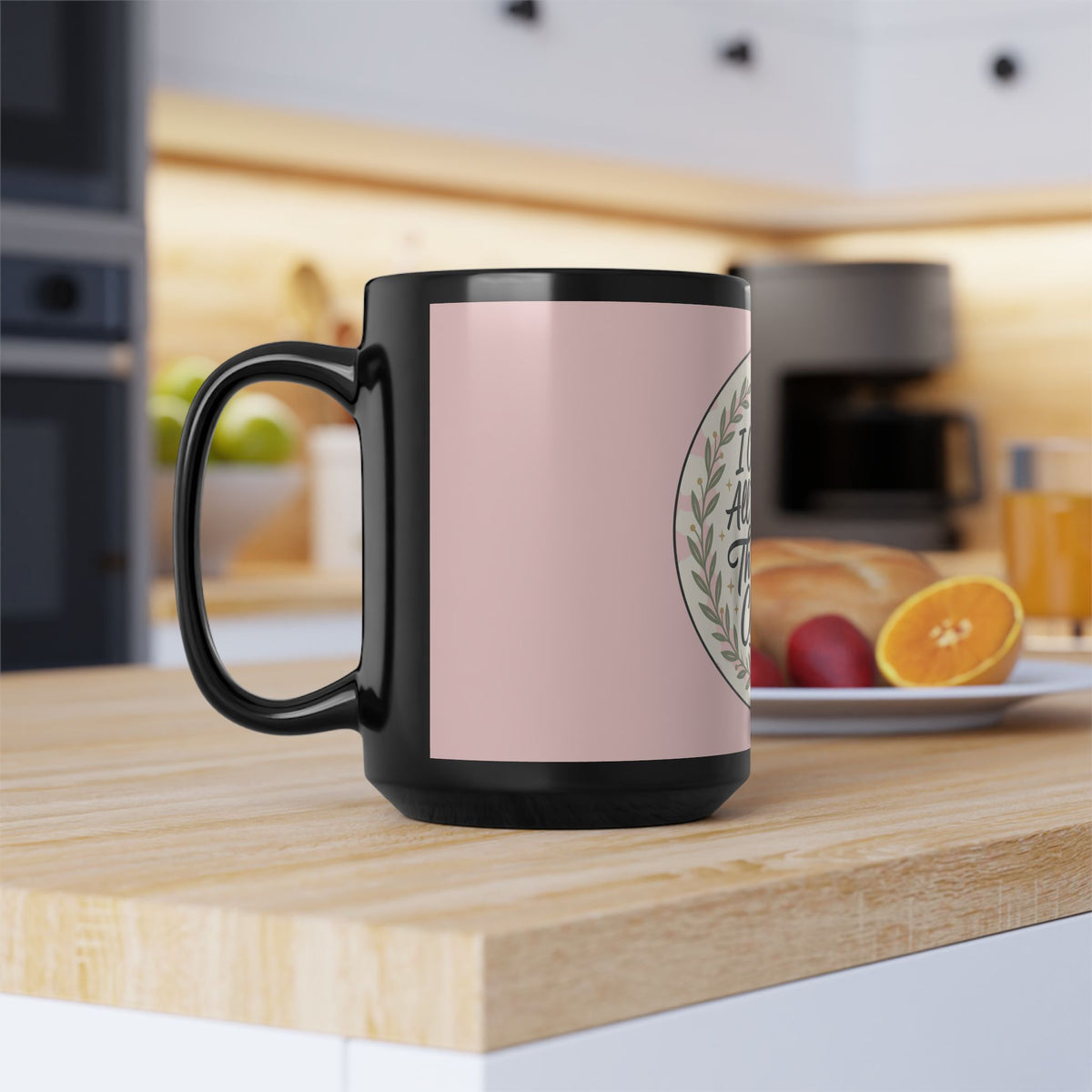 Christian Inspirational Mug — "I Can Do All Things Through Christ" 15oz Black Ceramic