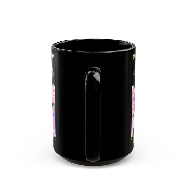 Black Ceramic Mug Floral (11oz, 15oz)