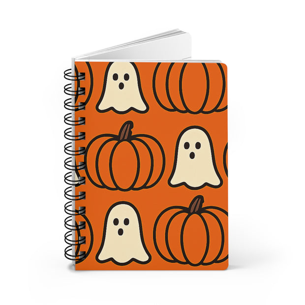 Halloween Ghosts & Pumpkins Spiral Journal, Cute Ghost Notebook, Fall Writing Journal, Perfect for Spooky Season, Gift for Halloween
