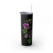 Embroidery Designed Skinny Tumbler with Straw, 20oz