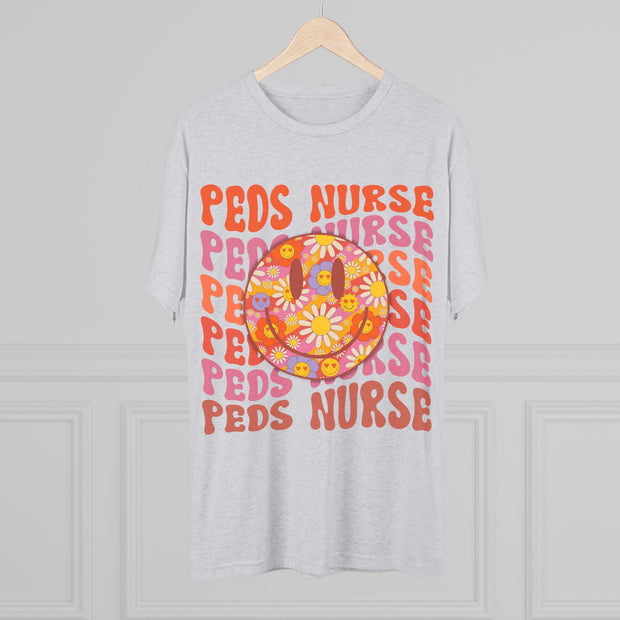 Peds Nurse Graphic Tee - Fun Unisex Tri-Blend Crew Tee, Cute Pediatric Nurse Shirt, Gift for Nurses, Medical Apparel, Healthcare Humor