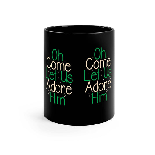 Let Us Adore Him 11oz Black Ceramic Mug