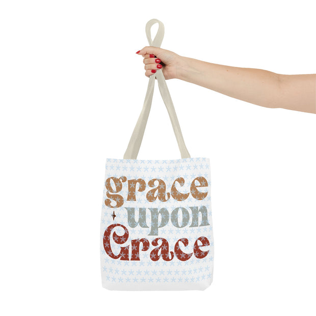 Grace Upon Grace Tote Bag, Inspirational Cotton Tote, Faith-Based Bag, Reusable Shopping Tote, Gift for Friends