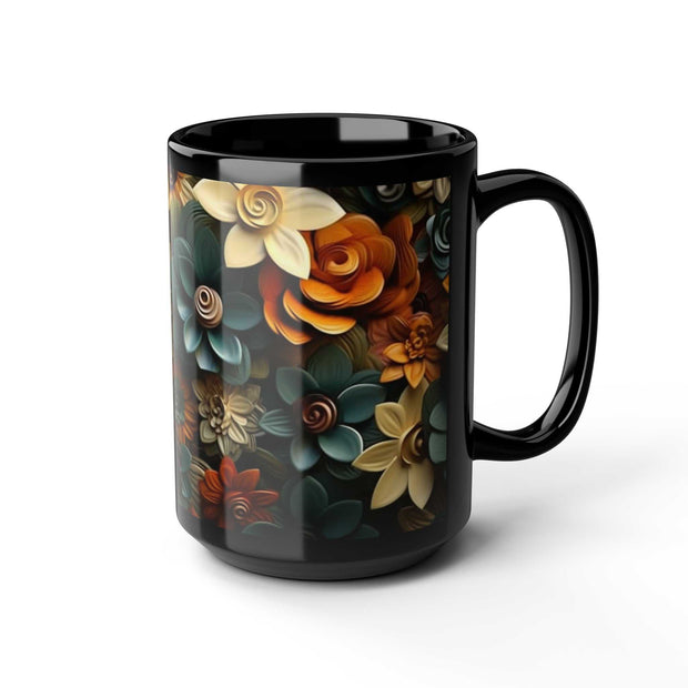 Floral Black Mug