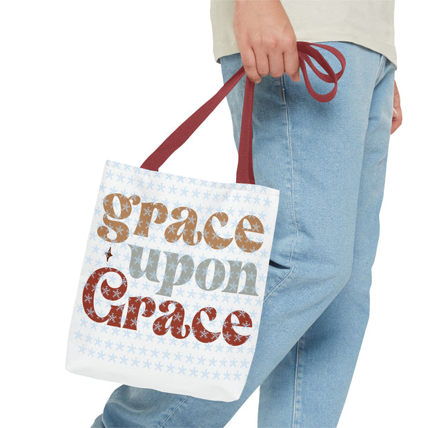 Grace Upon Grace Tote Bag, Inspirational Cotton Tote, Faith-Based Bag, Reusable Shopping Tote, Gift for Friends