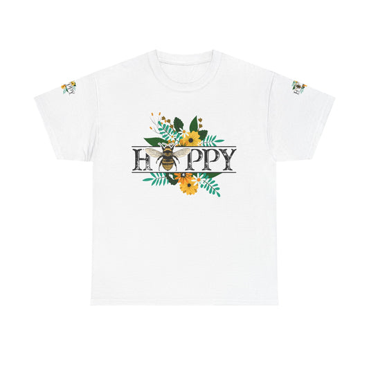 Happy Floral Unisex T-shirt, Bee Design, 
