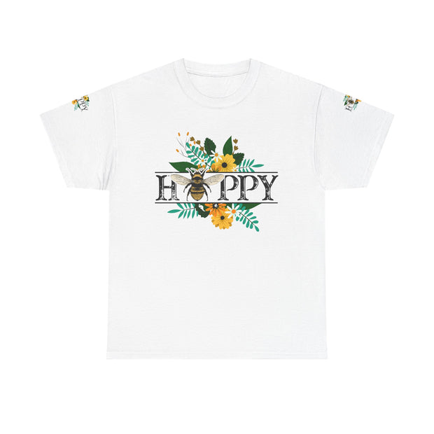 Happy Floral Unisex T-shirt, Bee Design, 