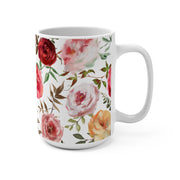 White Ceramic Mug 15oz-Floral