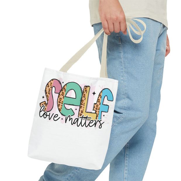 Self Love Matters Tote Bag, Reusable Shopping Bag, Inspirational Gift, Eco-Friendly Tote, Motivational Quotes, Self-Care