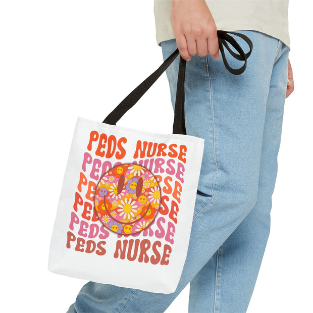 Pediatric Nurse Tote Bag, Cute Nurse Gift, Funny Medical Tote, Nurse Appreciation, Floral AOP Design