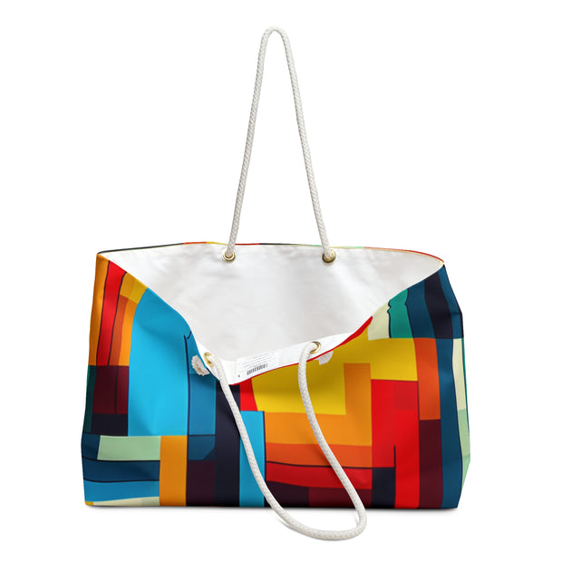 Colorful Geometric Weekender Bag, Travel Tote, Beach Bag, Overnight Carry-On, Summer Essentials, Vacation Accessory