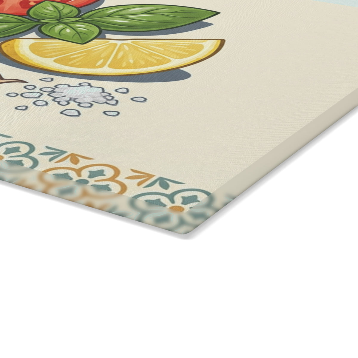 Tomato, Basil & Lemon Glass Cutting Board — Decorative Kitchen Chopping Board
