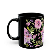 Black Ceramic Mug Floral (11oz, 15oz)