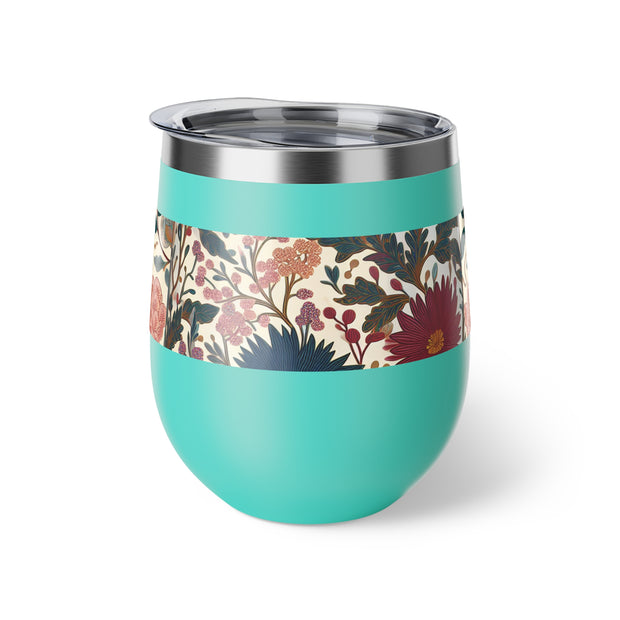 Floral Insulated Cup, 12oz Mug, Summer Drinkware, Gift for Her, Eco-Friendly Travel Cup, Outdoor Beverage Holder