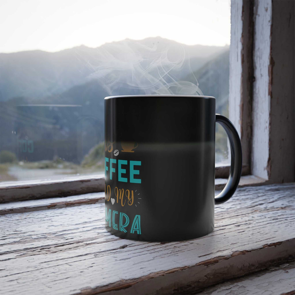 Color Morphing Mug, 11oz-Coffee and Camera