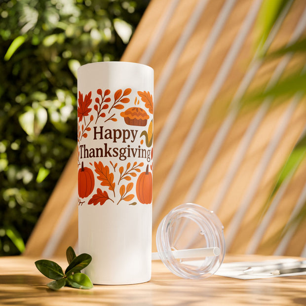 Thanksgiving Skinny Tumbler with Straw, 20oz - Festive Drinkware for Fall Celebrations, Reusable Travel Mug, Fall Decor Gift, Holiday [...]