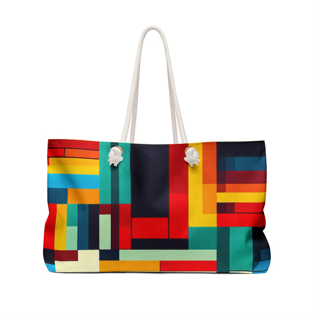Colorful Geometric Weekender Bag, Travel Tote, Beach Bag, Overnight Carry-On, Summer Essentials, Vacation Accessory