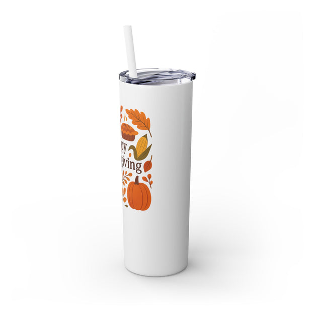 Thanksgiving Skinny Tumbler with Straw, 20oz - Festive Drinkware for Fall Celebrations, Reusable Travel Mug, Fall Decor Gift, Holiday [...]
