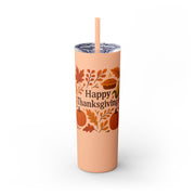 Thanksgiving Skinny Tumbler with Straw, 20oz - Festive Drinkware for Fall Celebrations, Reusable Travel Mug, Fall Decor Gift, Holiday [...]