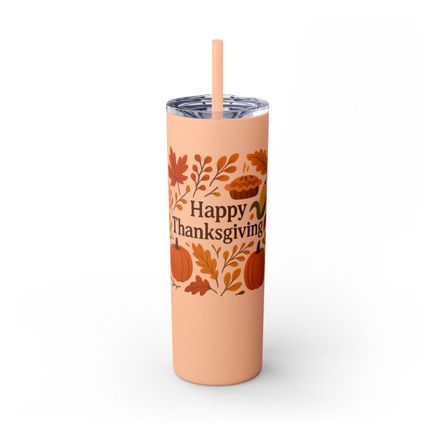 Thanksgiving Skinny Tumbler with Straw, 20oz - Festive Drinkware for Fall Celebrations, Reusable Travel Mug, Fall Decor Gift, Holiday [...]