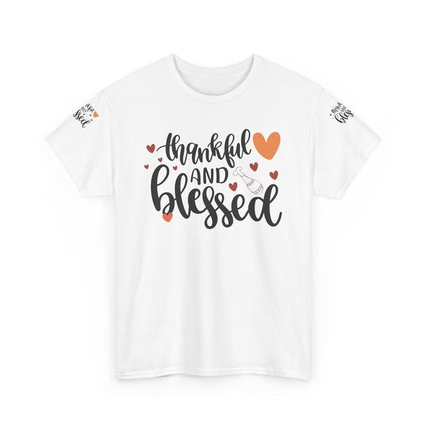 Thankful and Blessed Tee | Unisex Heavy Cotton Shirt for Gratitude, Everyday Wear, Thanksgiving, Gifts, Family Gatherings