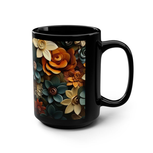 Floral Black Mug