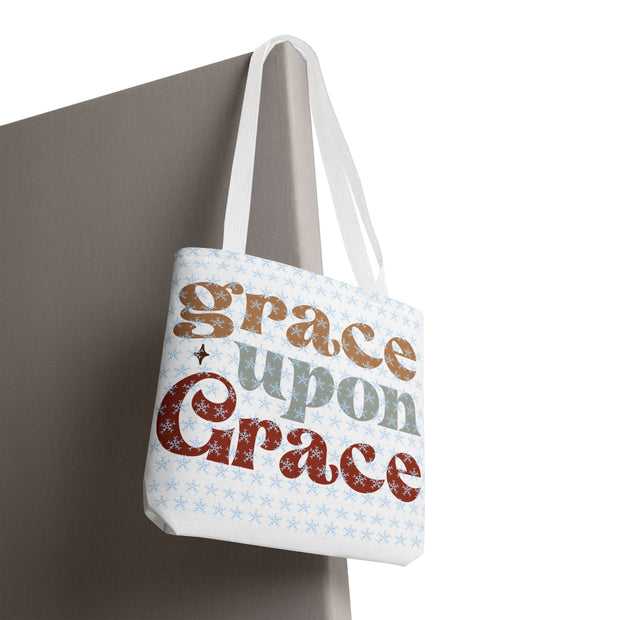 Grace Upon Grace Tote Bag, Inspirational Cotton Tote, Faith-Based Bag, Reusable Shopping Tote, Gift for Friends