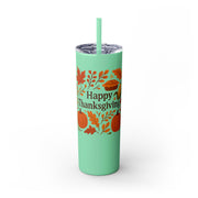 Thanksgiving Skinny Tumbler with Straw, 20oz - Festive Drinkware for Fall Celebrations, Reusable Travel Mug, Fall Decor Gift, Holiday [...]