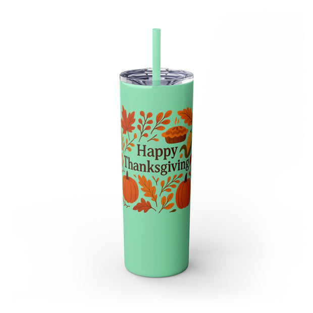 Thanksgiving Skinny Tumbler with Straw, 20oz - Festive Drinkware for Fall Celebrations, Reusable Travel Mug, Fall Decor Gift, Holiday [...]