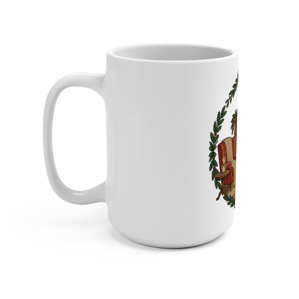Christmas Fireplace Mug — Cozy Holiday Tree & Stockings 15oz