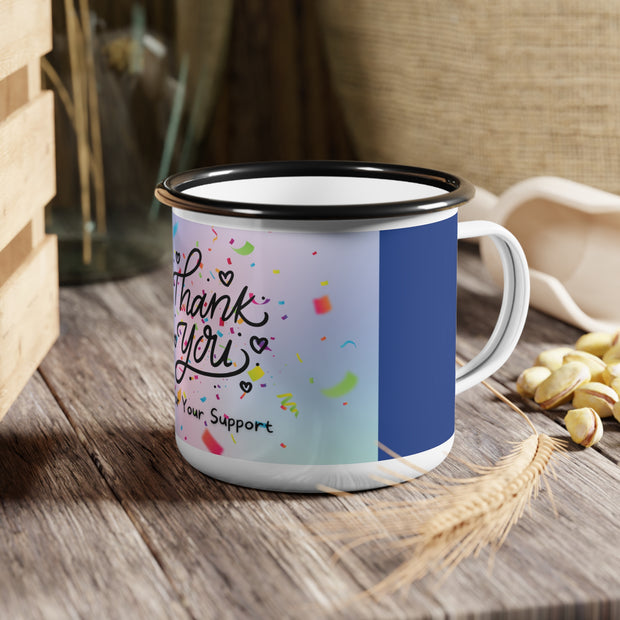 Thank You Enamel Camp Cup - Perfect Gift for Appreciation, Celebrations, Camping, or Cozy Nights, Personalized Mug