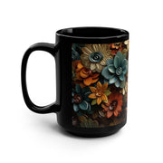 Floral Black Mug