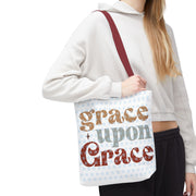 Grace Upon Grace Tote Bag, Inspirational Cotton Tote, Faith-Based Bag, Reusable Shopping Tote, Gift for Friends