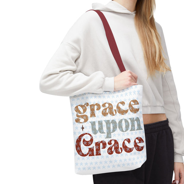 Grace Upon Grace Tote Bag, Inspirational Cotton Tote, Faith-Based Bag, Reusable Shopping Tote, Gift for Friends