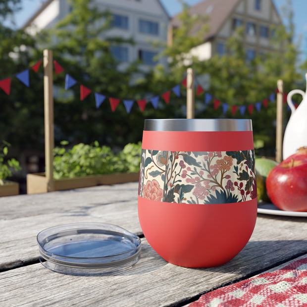 Floral Insulated Cup, 12oz Mug, Summer Drinkware, Gift for Her, Eco-Friendly Travel Cup, Outdoor Beverage Holder