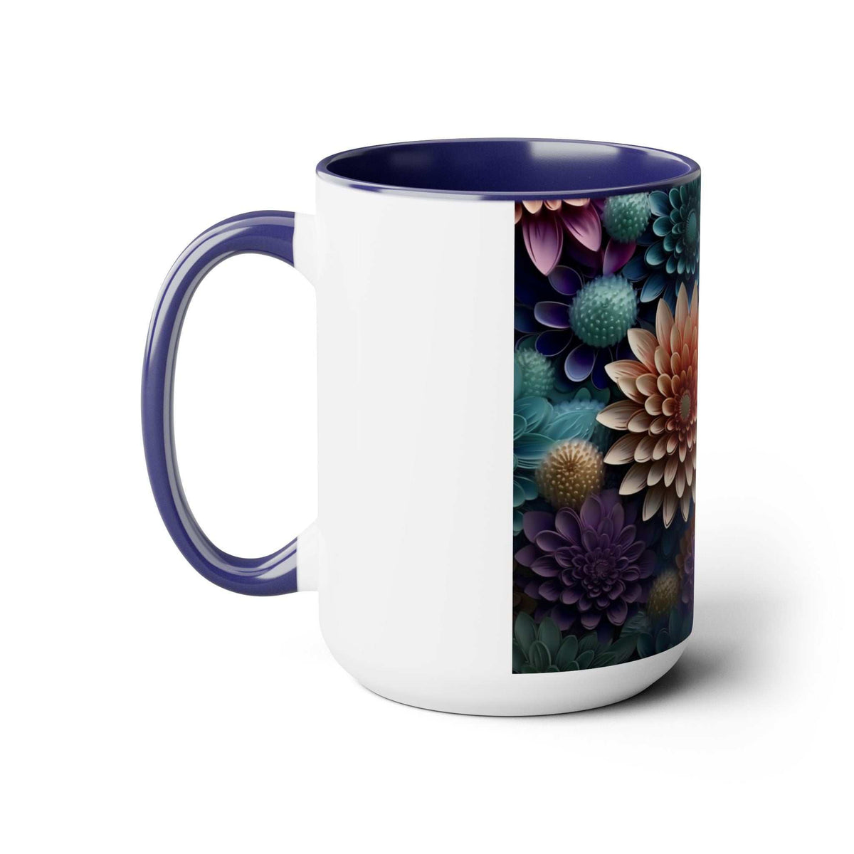 Floral Two-Tone Coffee Mug 