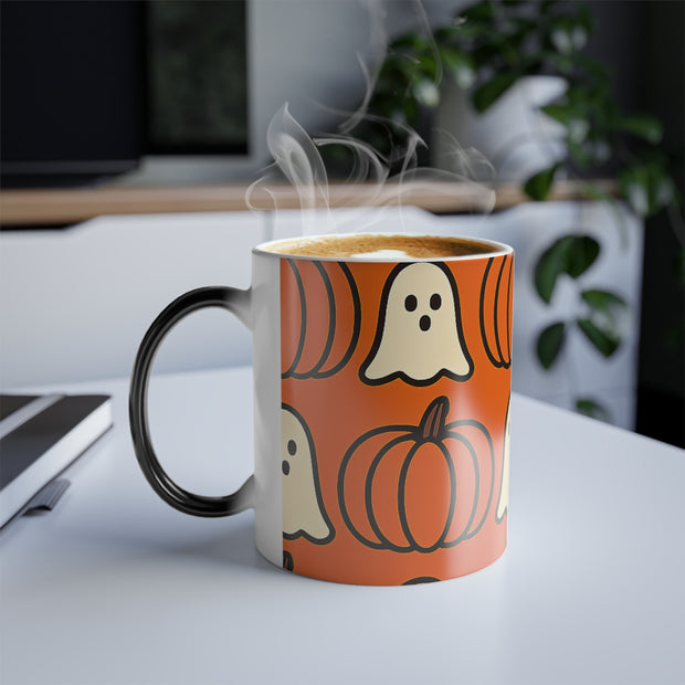Halloween Ghosts Color Changing Mug | Spooky Season Drinkware, Pumpkin Lover Gift, Unique Coffee Mug, Autumn Decor, Fall Celebration