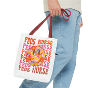 Pediatric Nurse Tote Bag, Cute Nurse Gift, Funny Medical Tote, Nurse Appreciation, Floral AOP Design