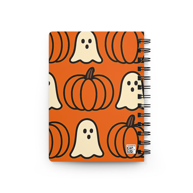 Halloween Ghosts & Pumpkins Spiral Journal, Cute Ghost Notebook, Fall Writing Journal, Perfect for Spooky Season, Gift for Halloween