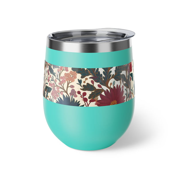 Floral Insulated Cup, 12oz Mug, Summer Drinkware, Gift for Her, Eco-Friendly Travel Cup, Outdoor Beverage Holder