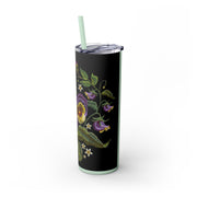 Embroidery Designed Skinny Tumbler with Straw, 20oz