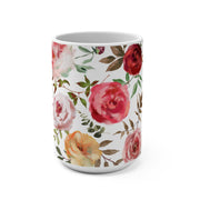 White Ceramic Mug 15oz-Floral